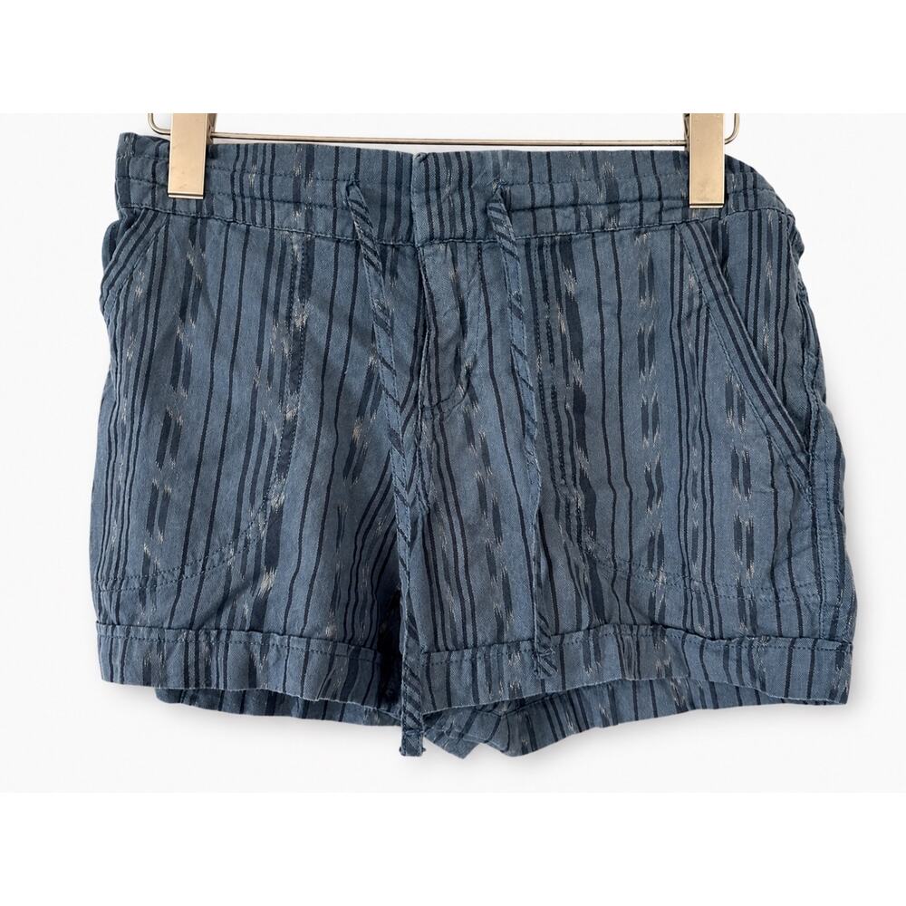 prAna Arlie Shorts Women’s XSmall Blue Gray Stripe Cotton Hiking Travel Boho